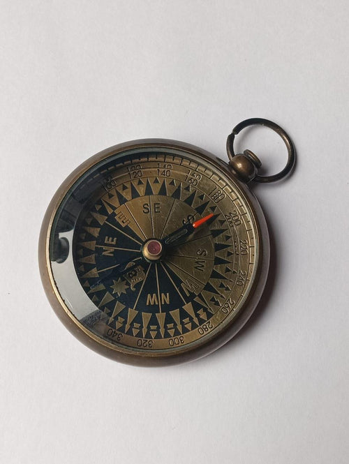 Handmade Solid Brass Sundial Compass – Vintage Nautical Navigational Compass for Camping, Hiking & Travel Gifts