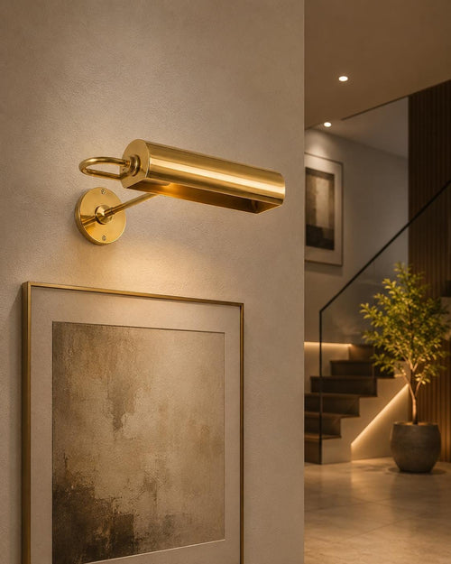 Mid Century Modern Brass Picture Light, Handmade Wall Mounted Art Light, Adjustable Gallery Lamp, Vanity Mirror Light Fixture