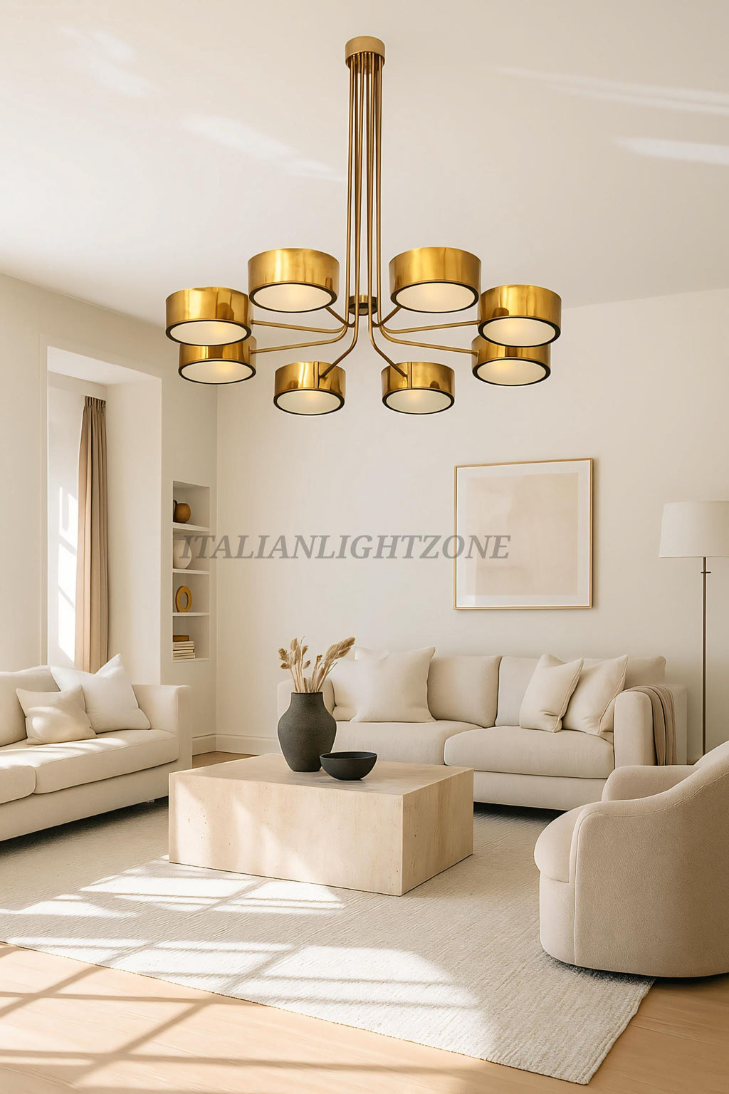 1950s Mid Century Sputnik Brass Chandelier – Italian Stilnovo Ceiling Light, Vintage Modern Fixture for Dining Room & Bedroom