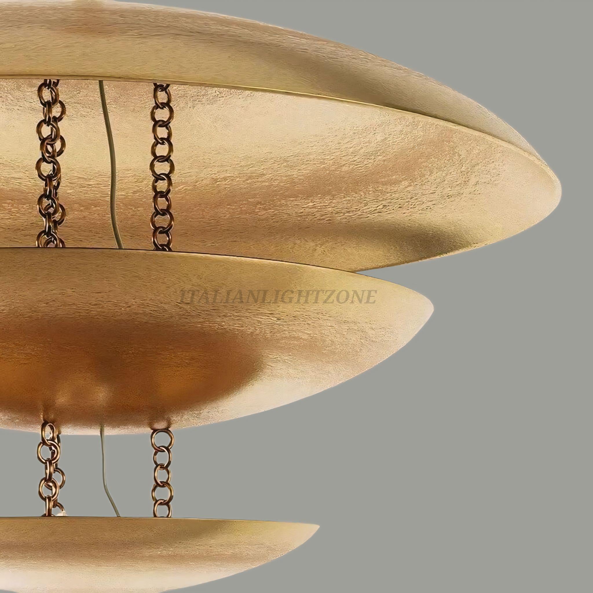 Handmade Modern Mid-Century Gold Chandelier – 5 Light Florko Pendant, Retro Ceiling Flush Mount for Dining Room, Kitchen, Living Room
