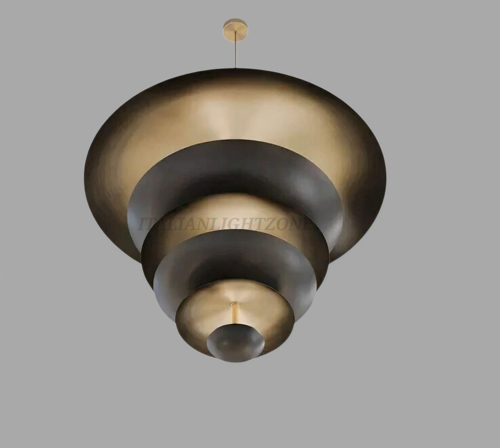 Mid Century Modern Brass Chandelier – 9 Light Flush Mount Sputnik Ceiling Fixture, 1950s Atomic Cosmic Pendant Light for Living room