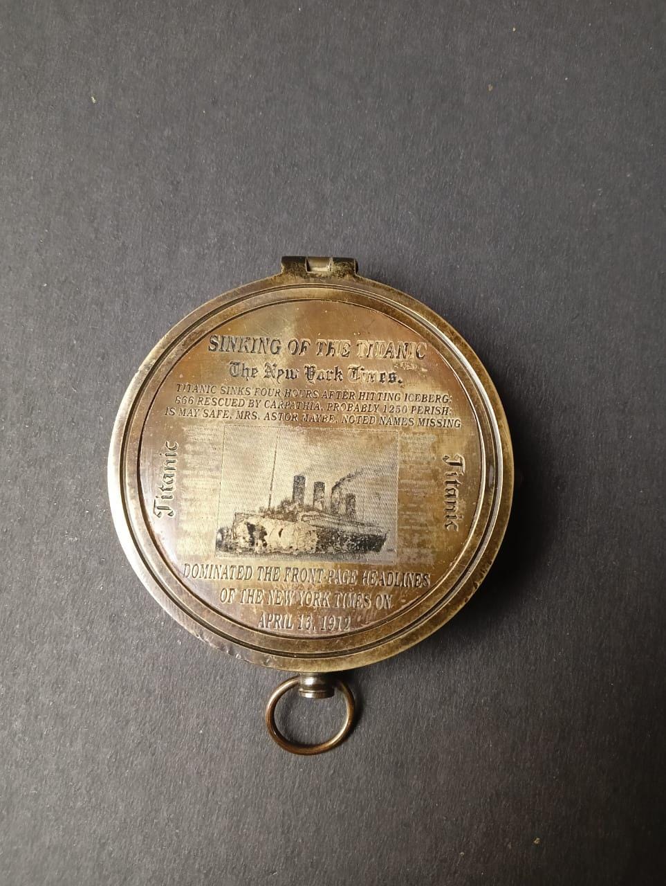 Titanic Pocket Compass | Brass Antique Nautical Compass | Vintage Marine Gift | Reproduction Compass for Travel, Desk