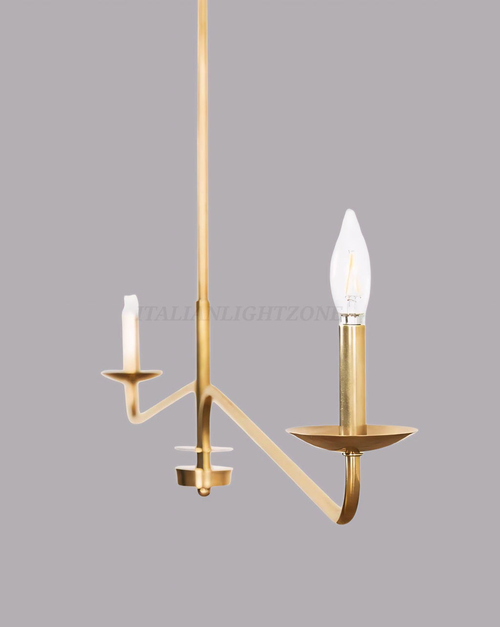 Handmade Brass Candle Chandelier | Modern Linear Gold Pendant Light | Elegant Contemporary Lighting for Dining Room & Living Room