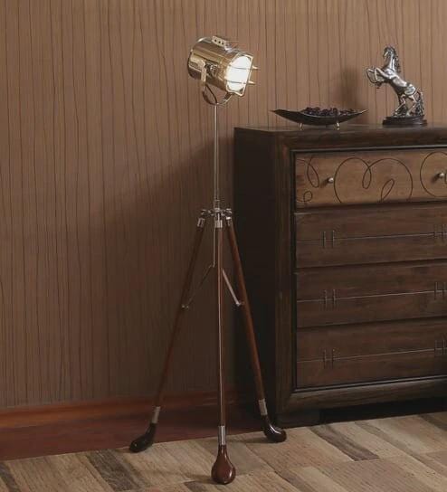 Handmade Wooden Tripod Spotlight Lamp | Golf Design Floor Light | Adjustable Vintage Standing Lamp for Home Decoration