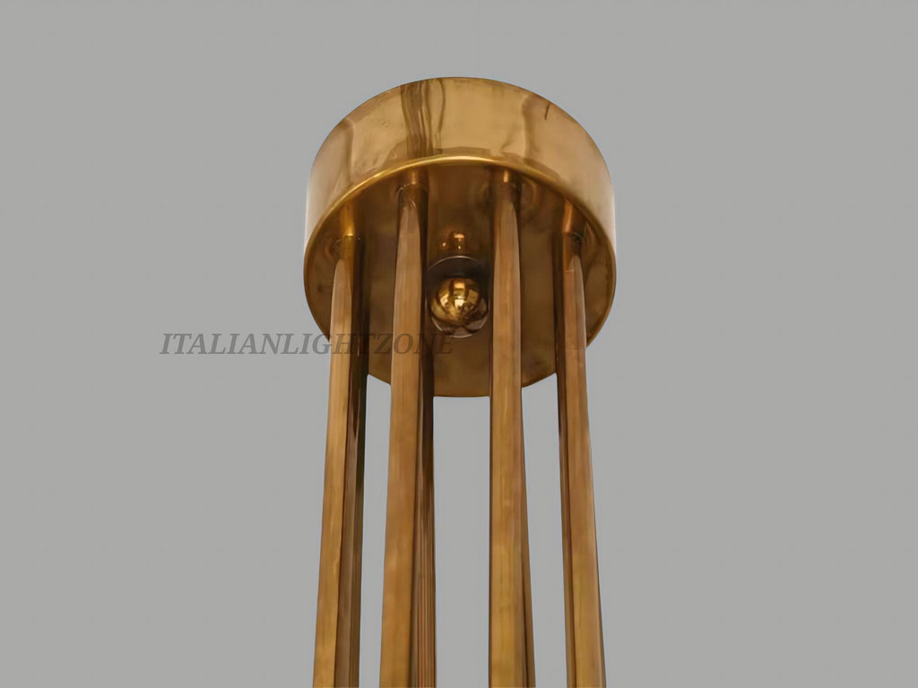 1950s Mid Century Sputnik Brass Chandelier – Italian Stilnovo Ceiling Light, Vintage Modern Fixture for Dining Room & Bedroom