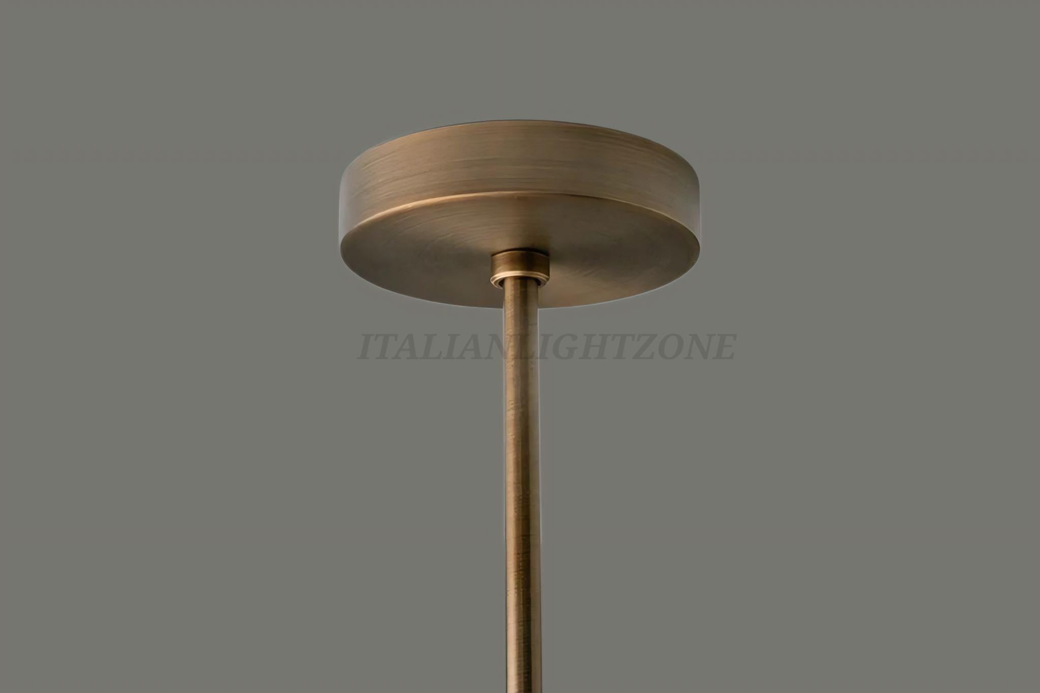 Handmade 5-Light Ceiling Chandelier – Mid Century Dining Room Pendant Fixture, Minimalist Brass Disc Ceiling Light for Kitchen & Living Room