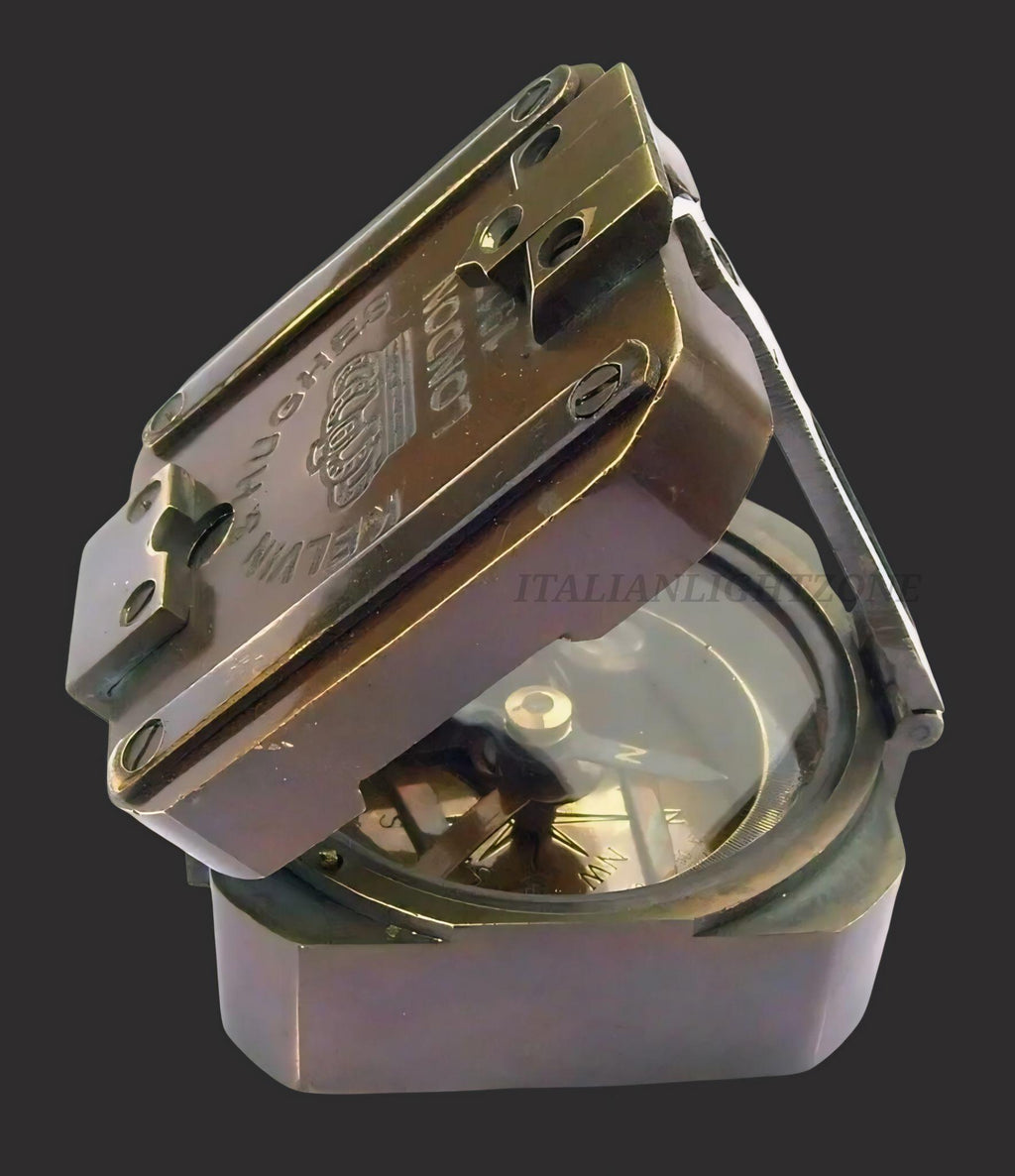 Antique Vintage Brass Military Lensatic Compass 1917 Brunton WWII Style Pocket Navigation Tool with Mirror Lid Hiking, Camping& Gift for Him