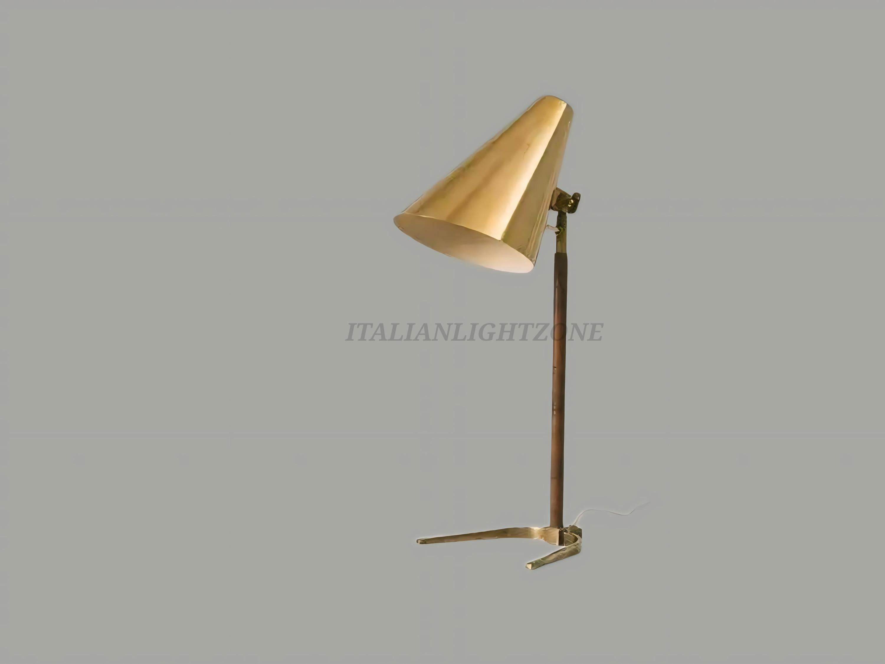 Handmade Mid Century Brass Table Lamp – Paavo Tynell Style 1950s Desk Light, Taito Oy Inspired Retro Modern Home Decoration