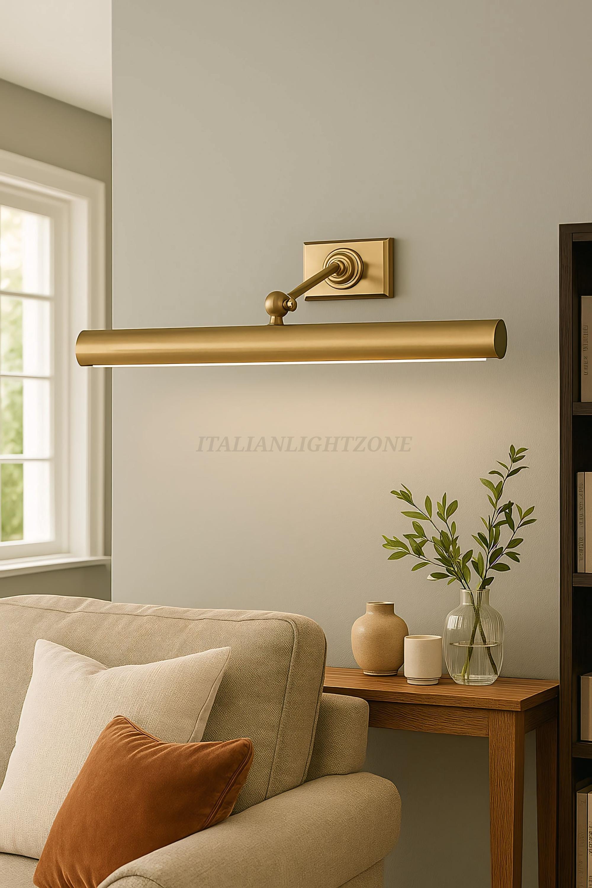 Vintage Brass Picture Light | Adjustable Wall Art Lamp for Paintings | Antique Gallery Lighting | Mid Century Modern Wall Light