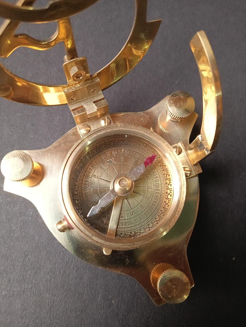 Handmade Solid Brass Sundial Compass – Vintage Nautical Navigational Compass for Camping, Hiking & Travel Gifts