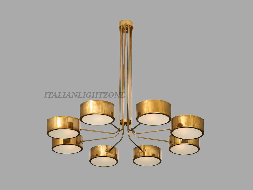 1950s Mid Century Sputnik Brass Chandelier – Italian Stilnovo Ceiling Light, Vintage Modern Fixture for Dining Room & Bedroom