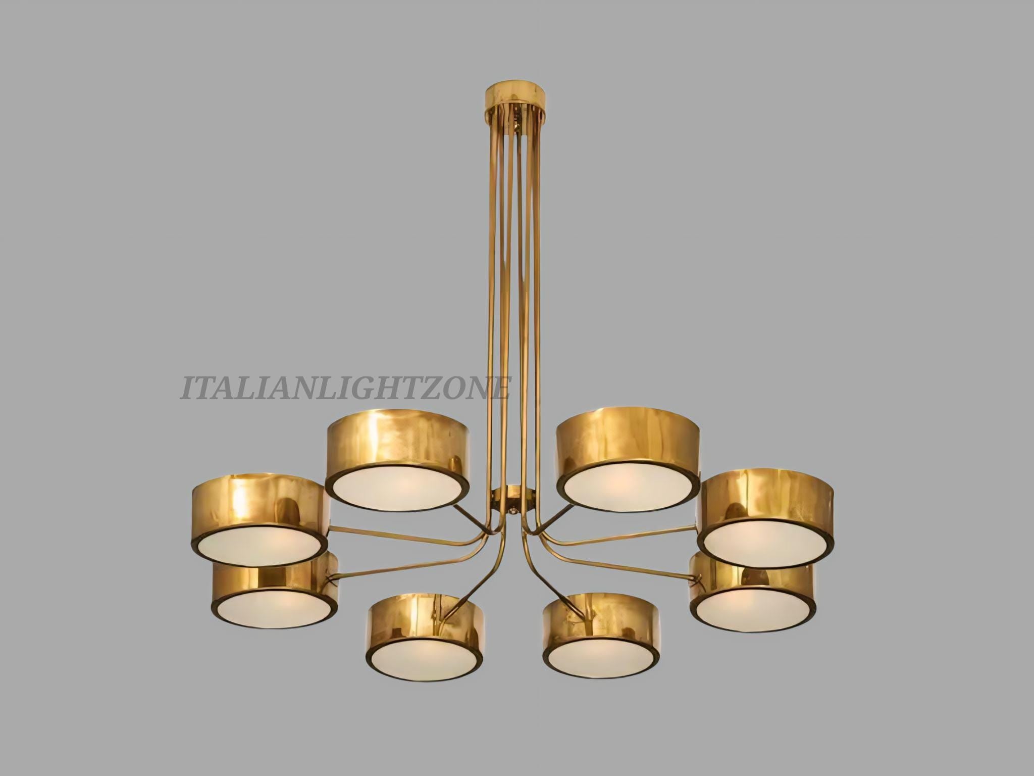1950s Mid Century Sputnik Brass Chandelier – Italian Stilnovo Ceiling Light, Vintage Modern Fixture for Dining Room & Bedroom
