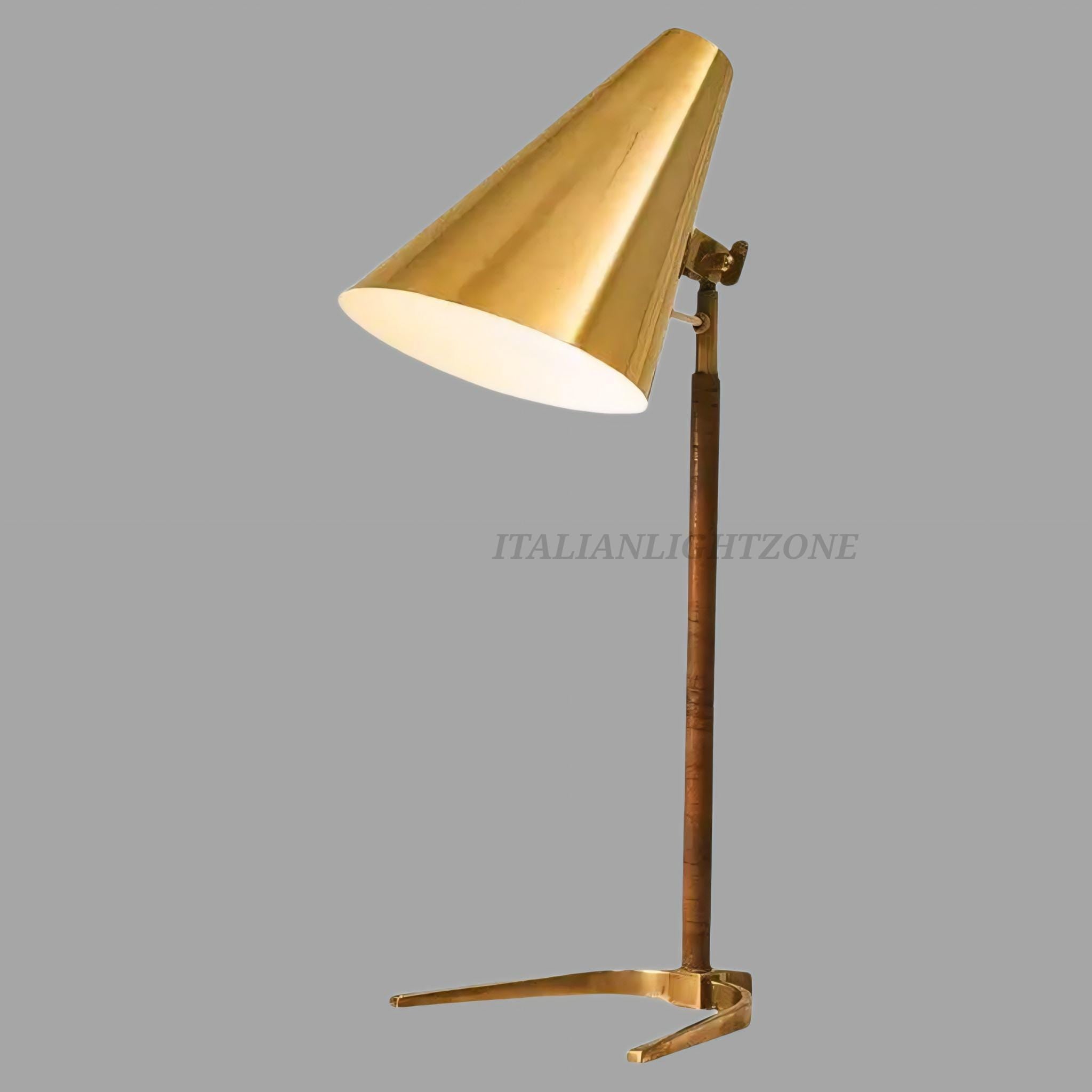Handmade Mid Century Brass Table Lamp – Paavo Tynell Style 1950s Desk Light, Taito Oy Inspired Retro Modern Home Decoration