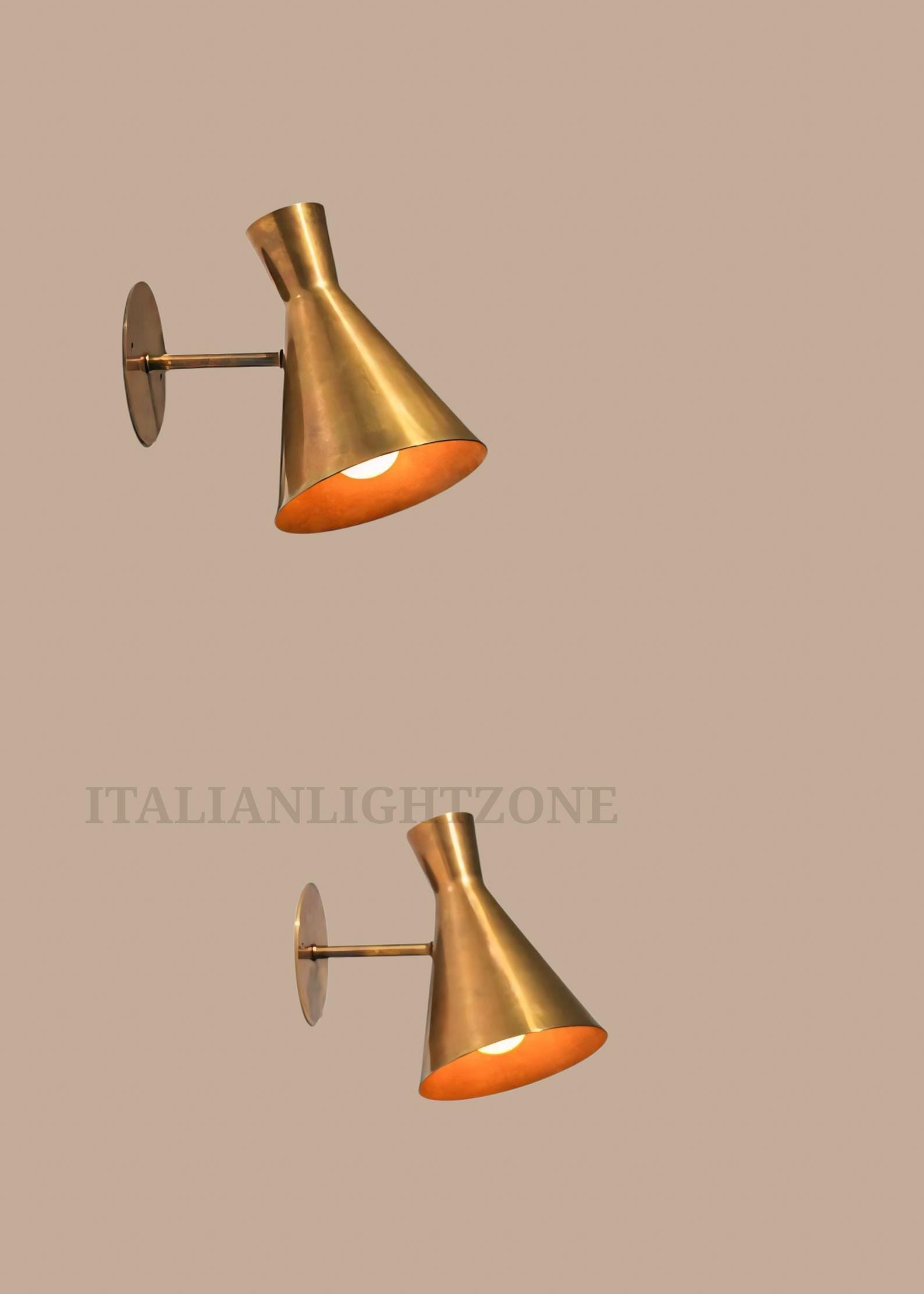Pair of Mid Century Modern Diabolo Wall Sconces |Handcrafted Italian Brass Light Fixtures |Vintage Wall Lamps |Christmas & Housewarming Gift