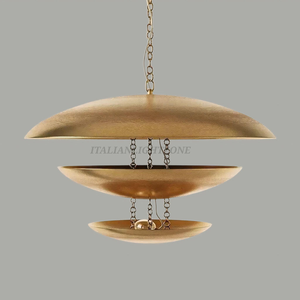 Handmade Modern Mid-Century Gold Chandelier – 5 Light Florko Pendant, Retro Ceiling Flush Mount for Dining Room, Kitchen, Living Room