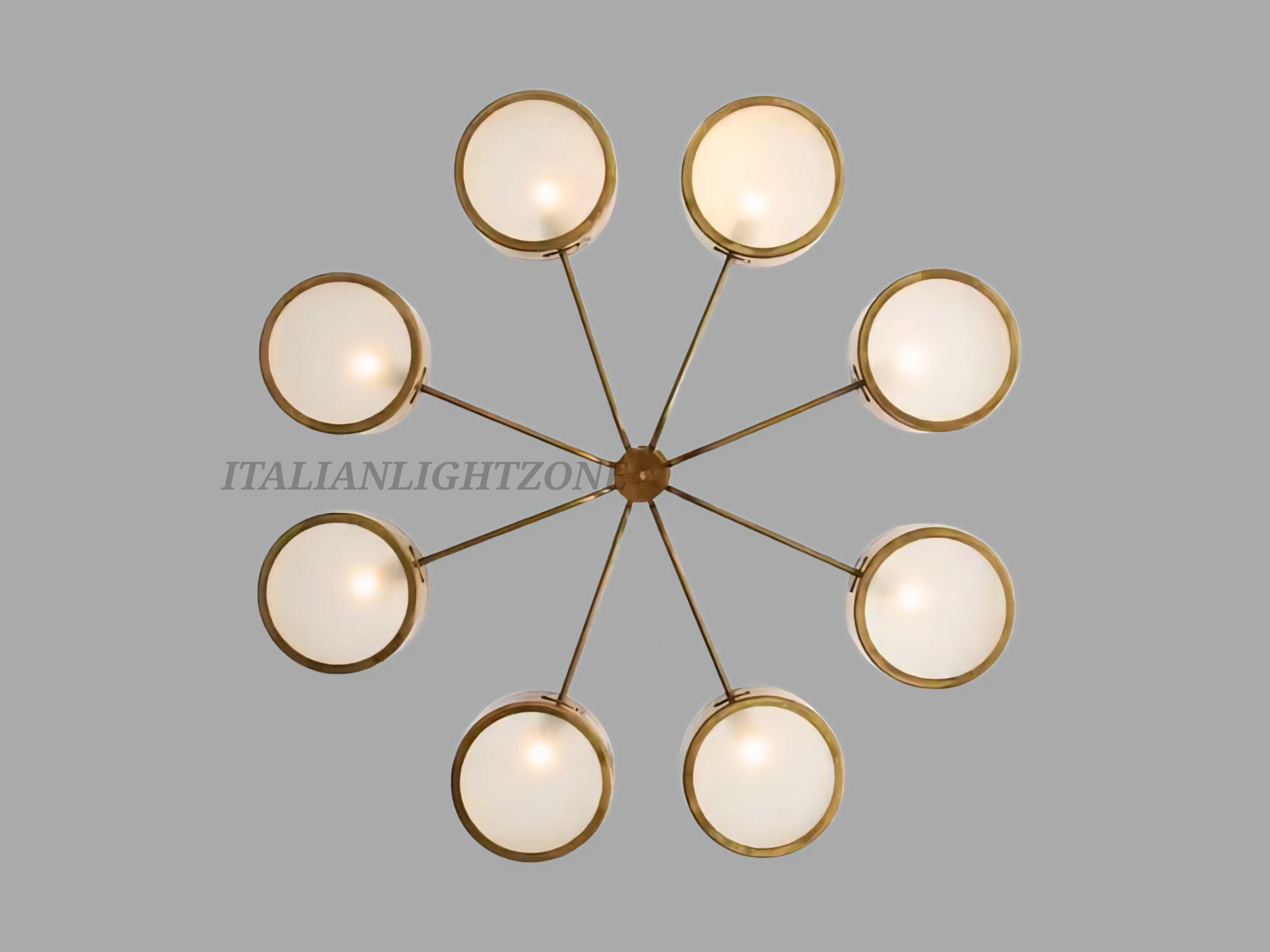1950s Mid Century Sputnik Brass Chandelier – Italian Stilnovo Ceiling Light, Vintage Modern Fixture for Dining Room & Bedroom