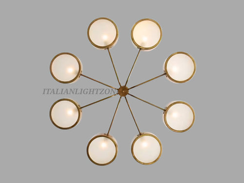 1950s Mid Century Sputnik Brass Chandelier – Italian Stilnovo Ceiling Light, Vintage Modern Fixture for Dining Room & Bedroom