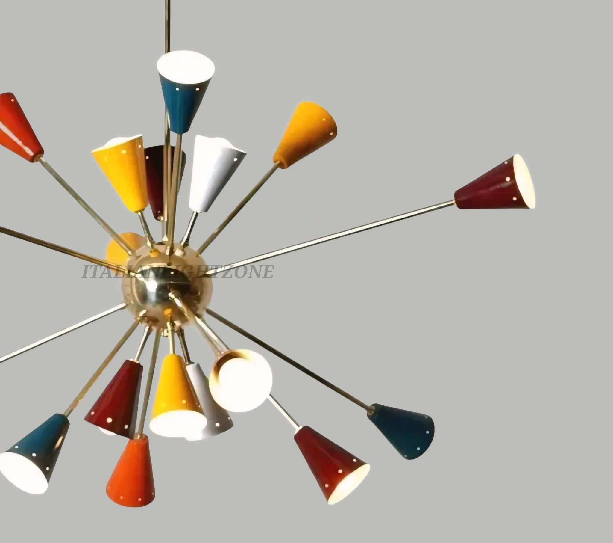 Handmade Mid Century Modern Multicolor Sputnik Chandelier – Retro Atomic Ceiling Light for Living Room, Dining, Wedding & Festive Decor