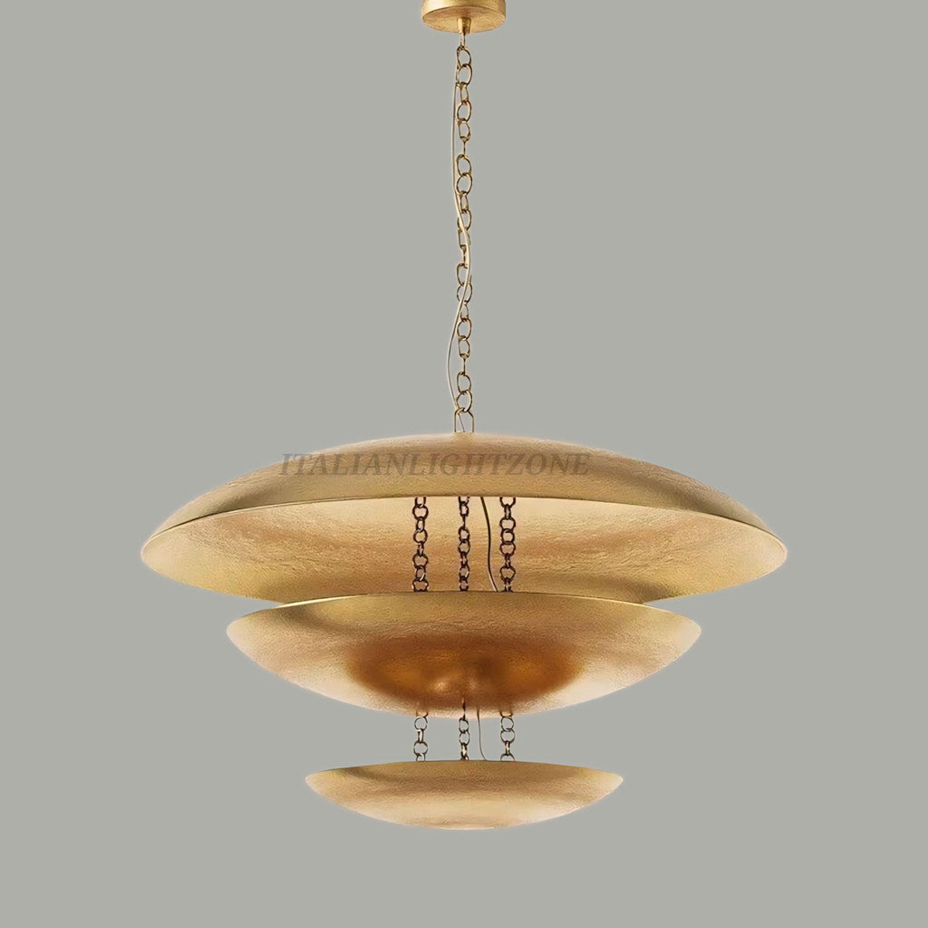 Handmade Modern Mid-Century Gold Chandelier – 5 Light Florko Pendant, Retro Ceiling Flush Mount for Dining Room, Kitchen, Living Room