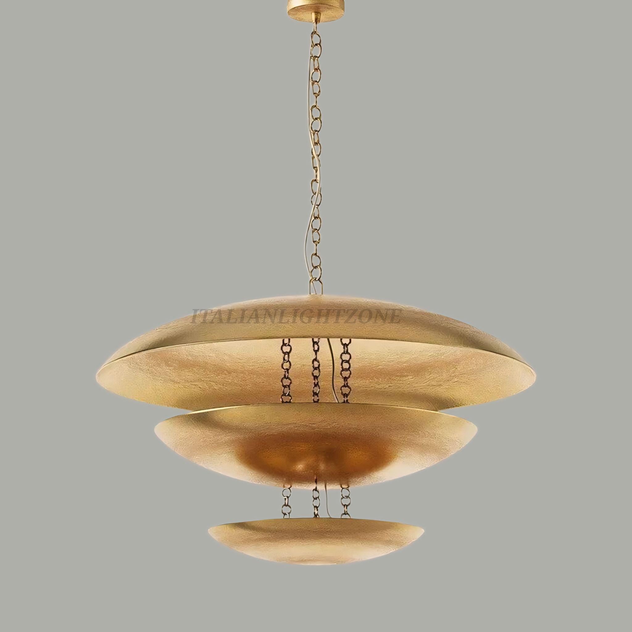 Handmade Modern Mid-Century Gold Chandelier – 5 Light Florko Pendant, Retro Ceiling Flush Mount for Dining Room, Kitchen, Living Room