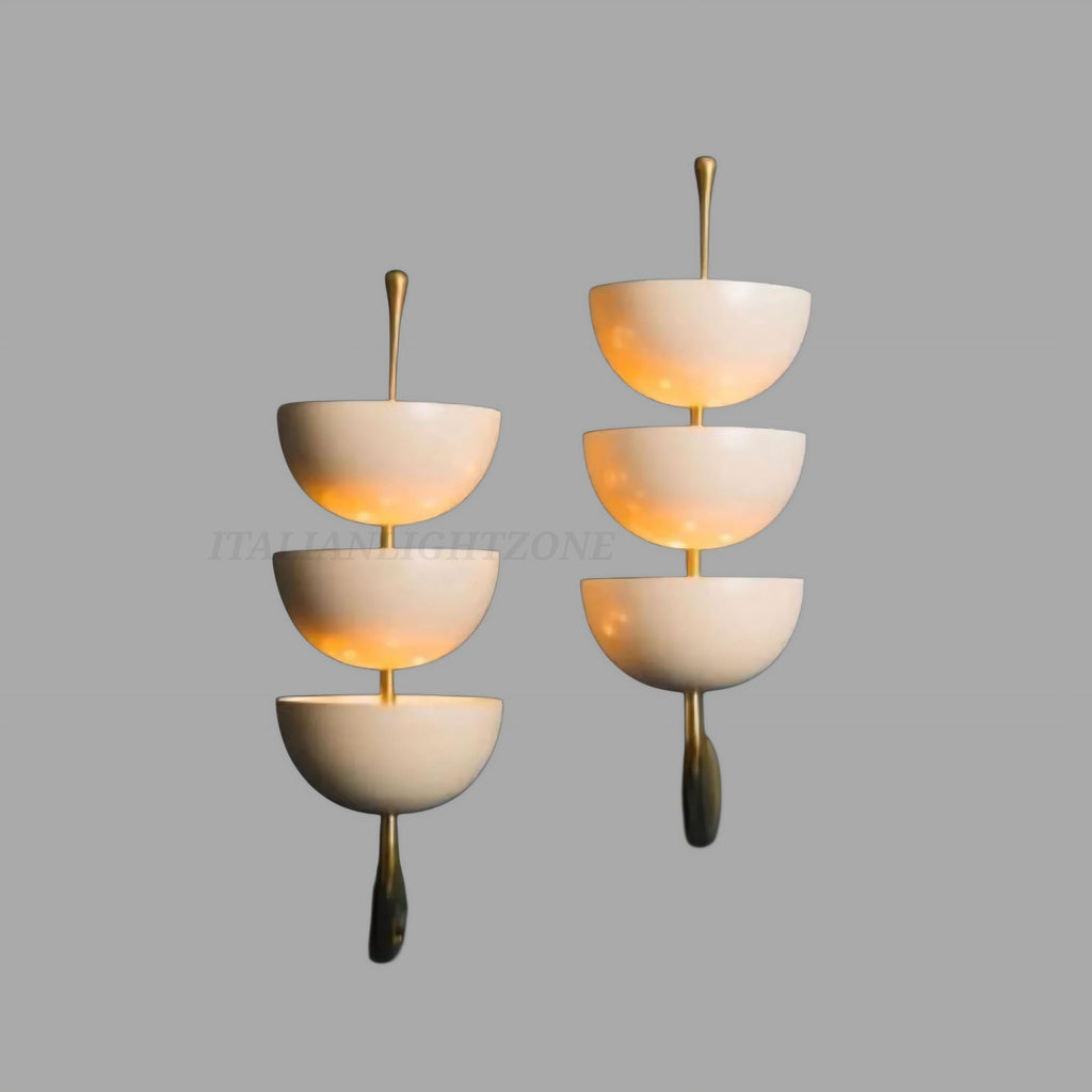 Pair Brass Wall Sconces – Mid Century Modern Stilnovo Style | Italian Vintage Wall Lamp Fixture for Living Room, Bedroom, or Hallway