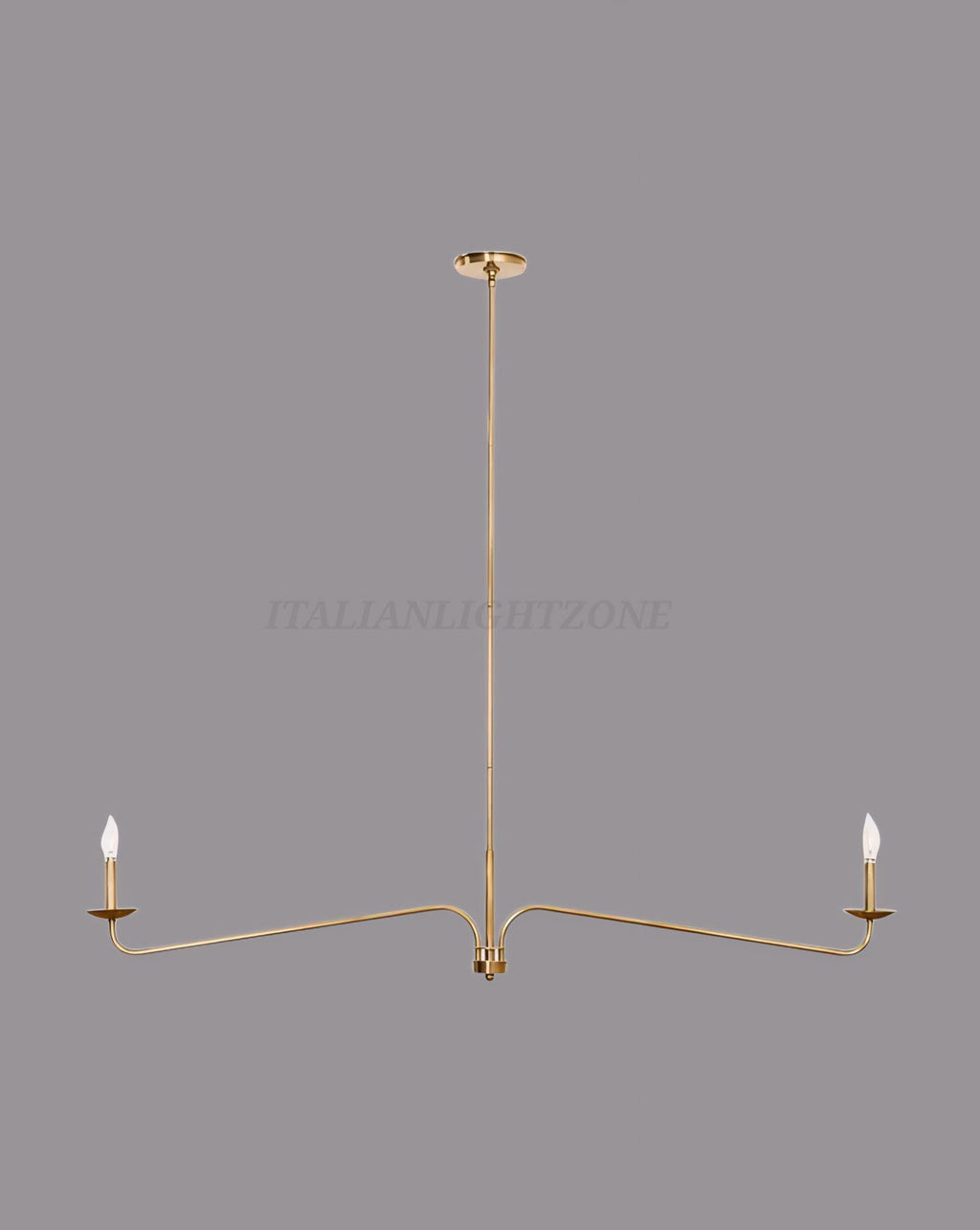 Handmade Brass Candle Chandelier | Modern Linear Gold Pendant Light | Elegant Contemporary Lighting for Dining Room & Living Room