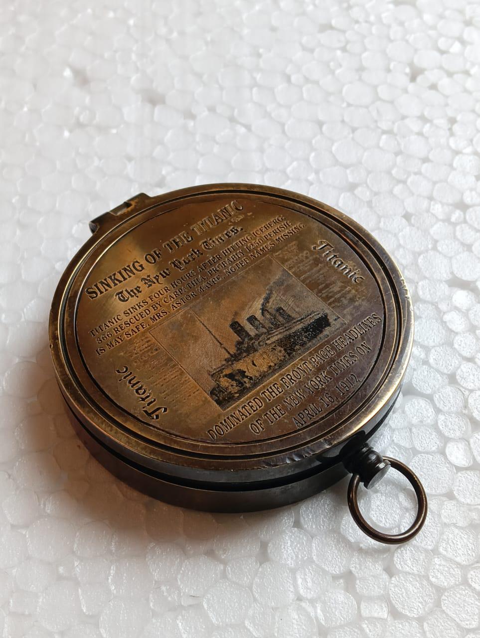 Titanic Pocket Compass | Brass Antique Nautical Compass | Vintage Marine Gift | Reproduction Compass for Travel, Desk