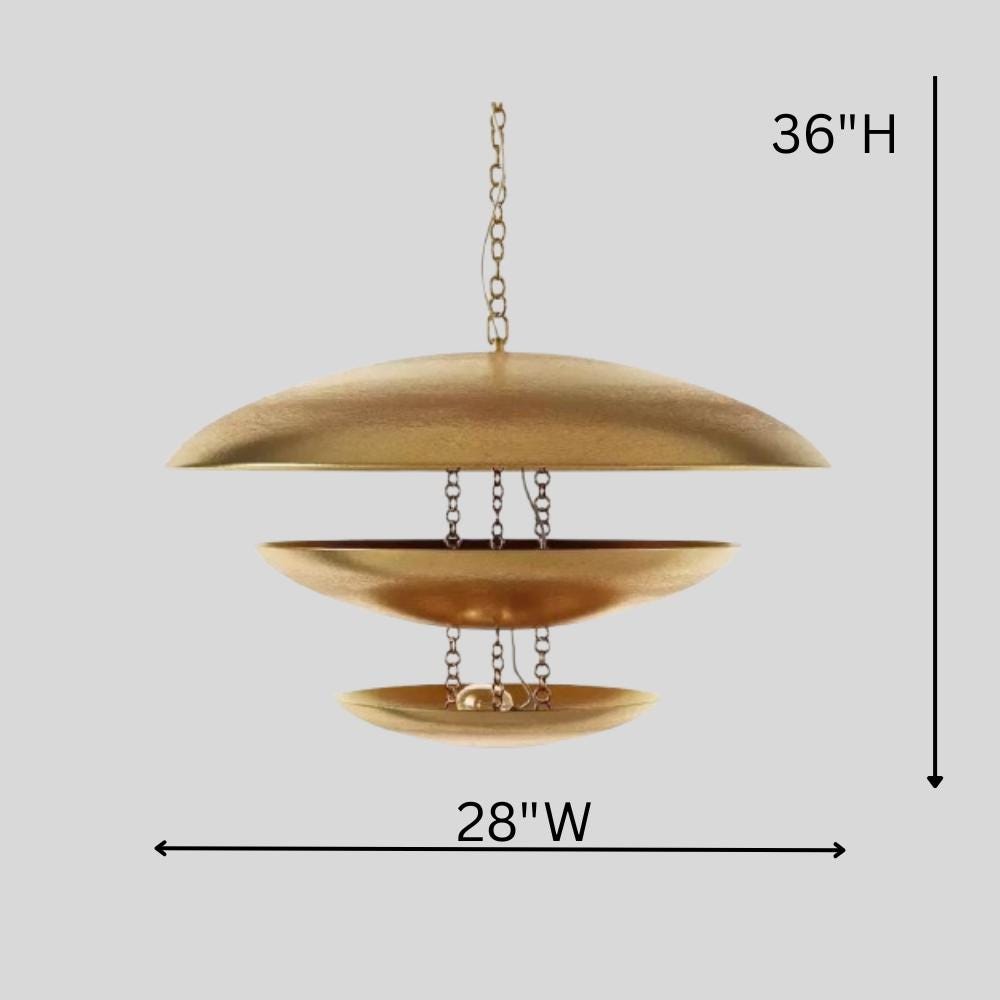 Handmade Modern Mid-Century Gold Chandelier – 5 Light Florko Pendant, Retro Ceiling Flush Mount for Dining Room, Kitchen, Living Room