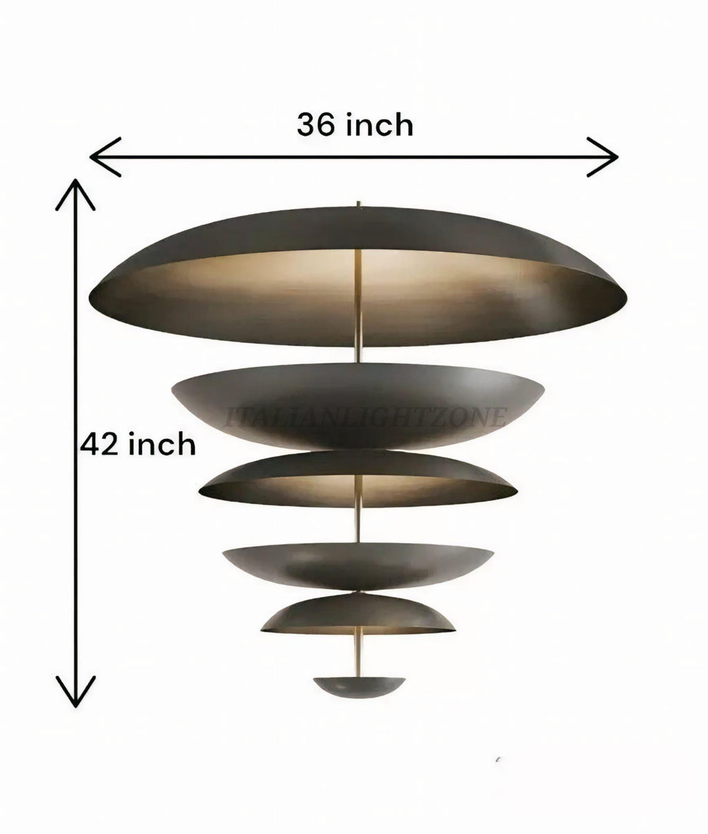 Mid Century Modern Brass Chandelier – 9 Light Flush Mount Sputnik Ceiling Fixture, 1950s Atomic Cosmic Pendant Light for Living room