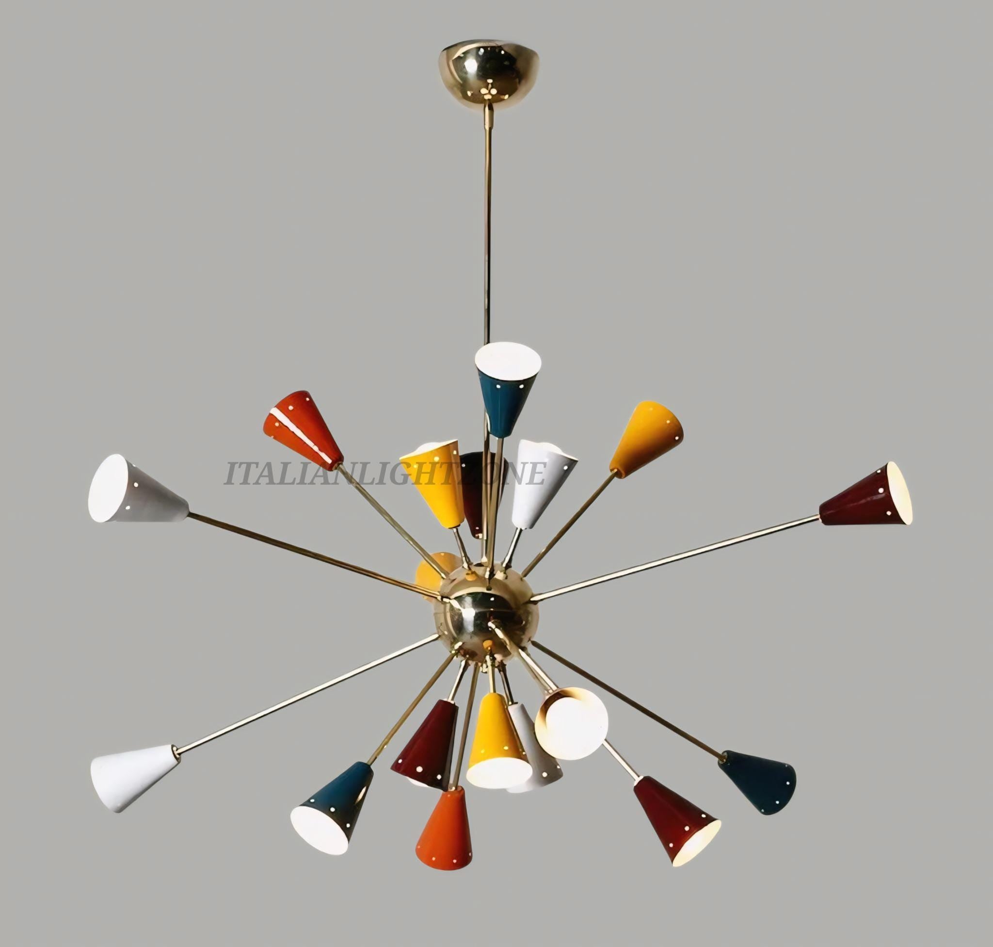 Handmade Mid Century Modern Multicolor Sputnik Chandelier – Retro Atomic Ceiling Light for Living Room, Dining, Wedding & Festive Decor