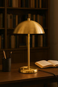 1950s Mid-Century Italian Raw Brass & 2 Light Mushroom Table Lamp Dome and Aldorno Desk Table Bedside Lamp Minimalist beside reading lamp