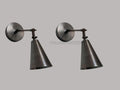 Set of 2 Vintage Cone Wall Sconce Lights – Industrial Adjustable Lamps Mid Century Modern Brass Fixture Handmade Brass Lighting for bedroom