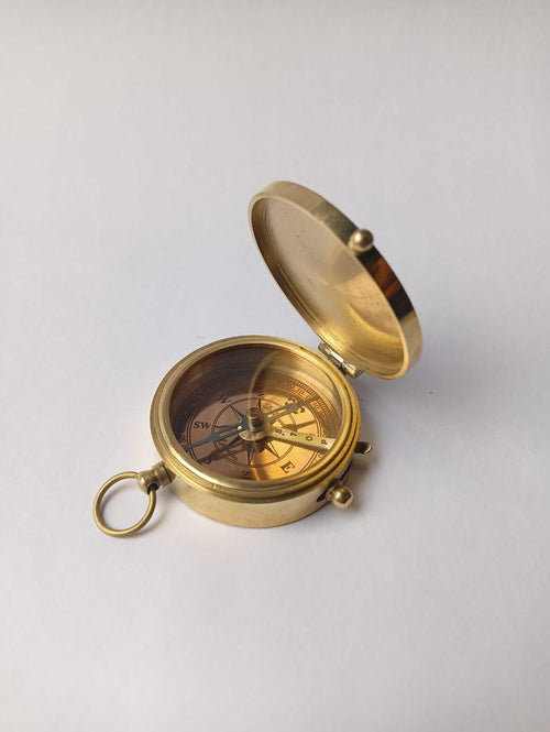 2.5" Handmade Brass Marine Compass | Vintage Nautical Gift for Grandpa, Dad, Sailor | Maritime Collectible Decor
