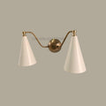 Mid Century Modern Double Wall Sconce – Handcrafted Raw Brass Cone Lamp | Vintage Inspired Light Fixture – Perfect Christmas & Holiday Gift
