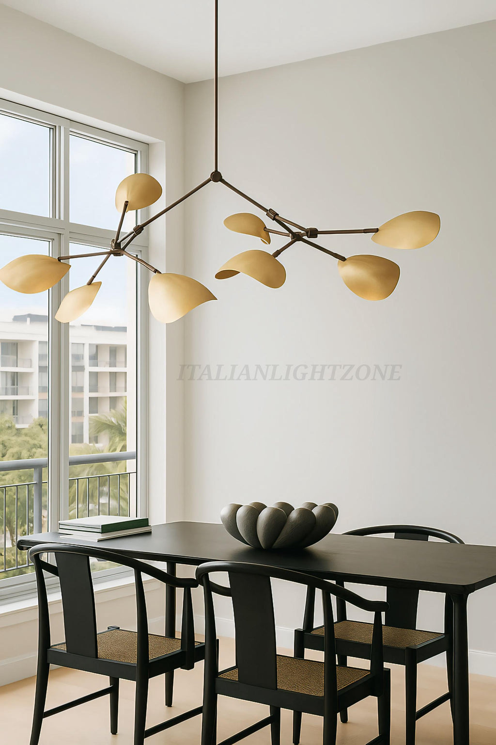 1950s Modern Mobile Chandelier Mid Century Sculptural Ceiling Light, Contemporary Calder Style Pendant Lighting Fixture 8 arms branch light.