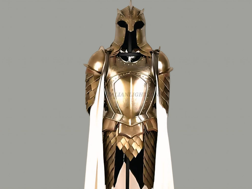 Medieval Full Suit of Armor | Wearable Kings guard-Inspired Knight Armor with Helmet & Cloak | Handmade Steel LARP Cosplay Costume