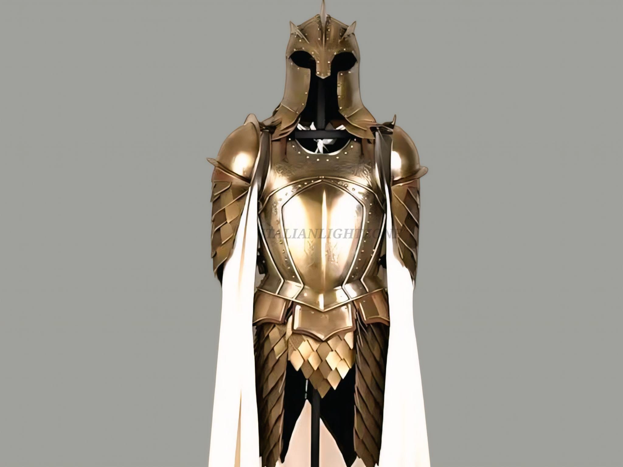 Medieval Full Suit of Armor | Wearable Kings guard-Inspired Knight Armor with Helmet & Cloak | Handmade Steel LARP Cosplay Costume