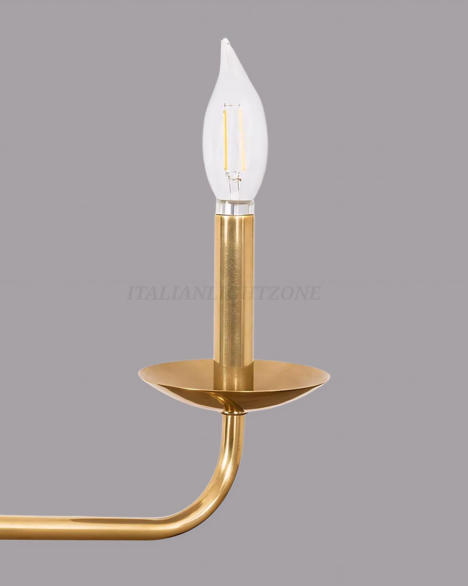 Handmade Brass Candle Chandelier | Modern Linear Gold Pendant Light | Elegant Contemporary Lighting for Dining Room & Living Room