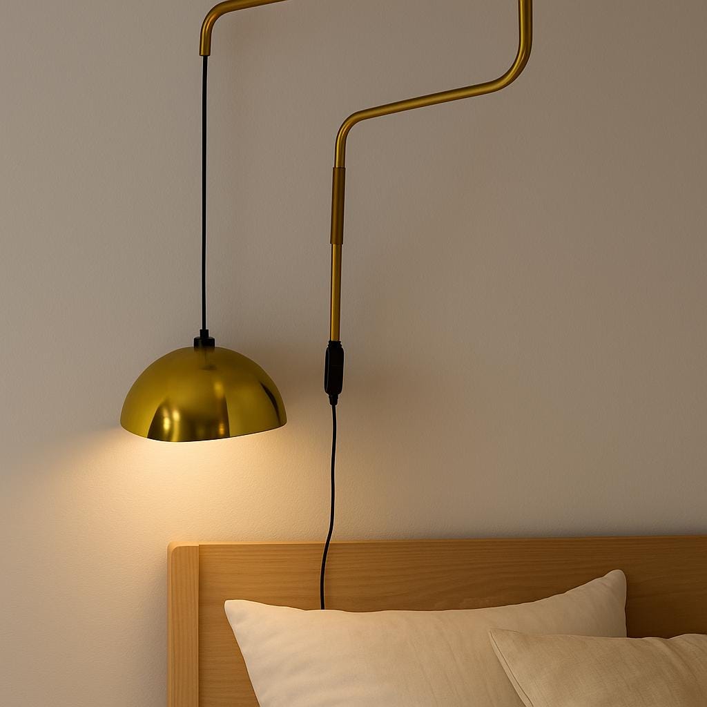 Handmade Italian Brass Wall Lamp – Mid-Century Modern Swing Arm Sconce – Adjustable Dome Light for Bedroom, Living Room, or Housewarming