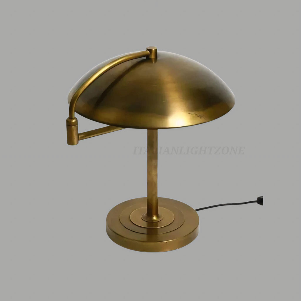 1950s Beautiful large heavyMid Century Modern Brass Desk Lamp with swivel joint Vintage Modern Table Light Dome Shade Adjustable Office Lamp