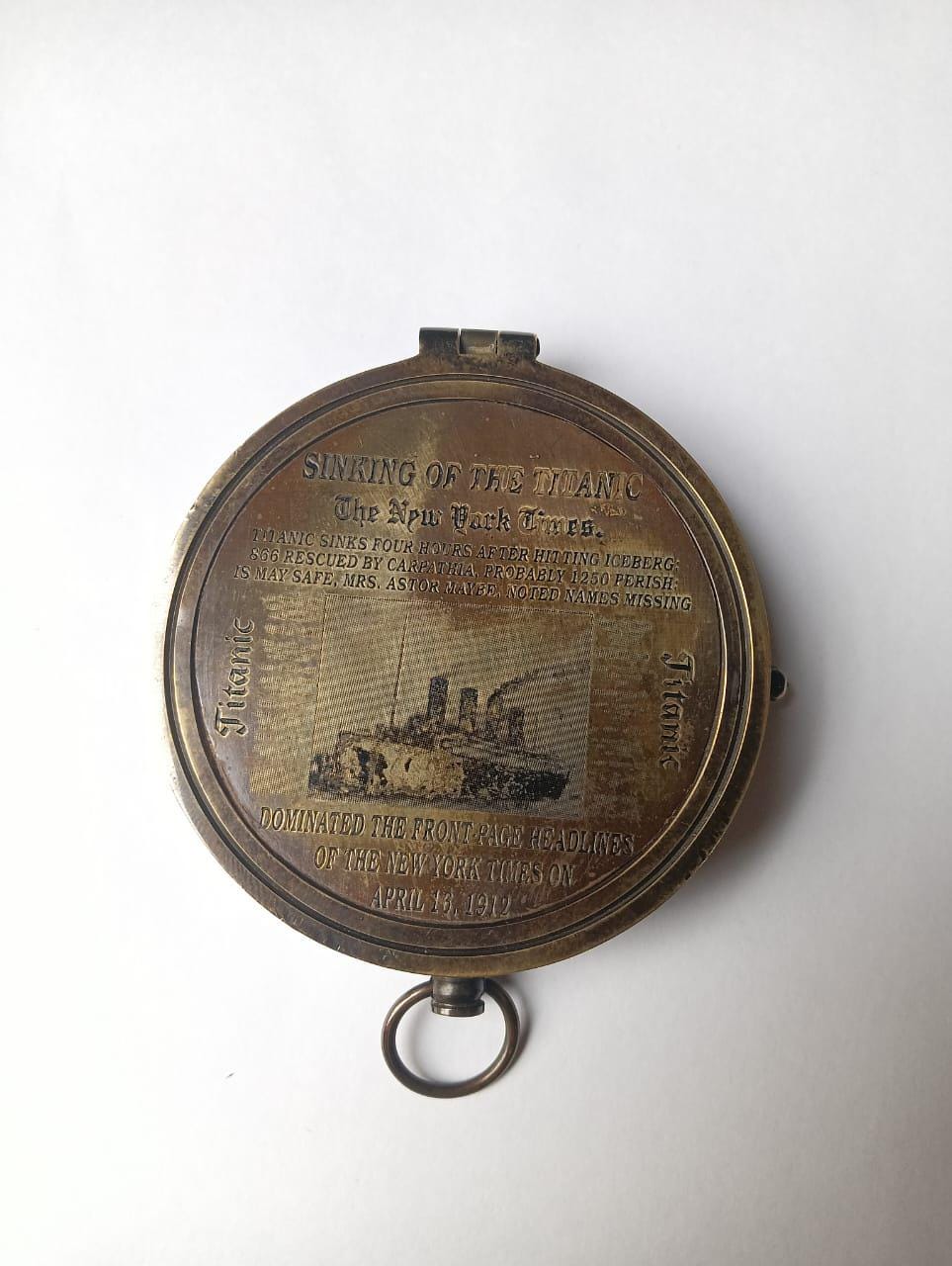 Titanic Pocket Compass | Brass Antique Nautical Compass | Vintage Marine Gift | Reproduction Compass for Travel, Desk