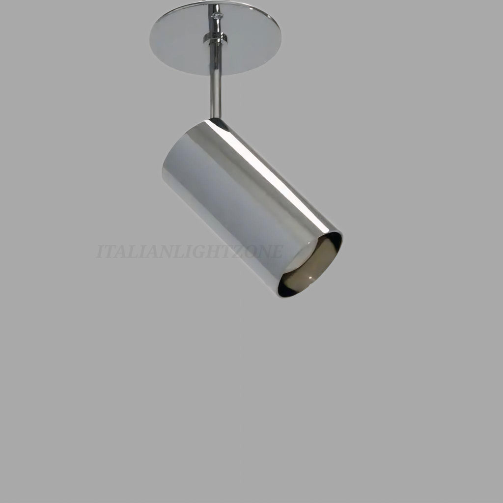 Antique Brass Ceiling Spotlight | Mid Century Modern Cylinder Flush Mount Light | Vintage Italian Style Ceiling Lighting Fixture