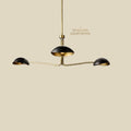 Handmade Mid Century Modern Stilnovo Chandelier – Italian Brass Sputnik Light – 3 Arm Black Dome Ceiling Lamp for Living or Dining
