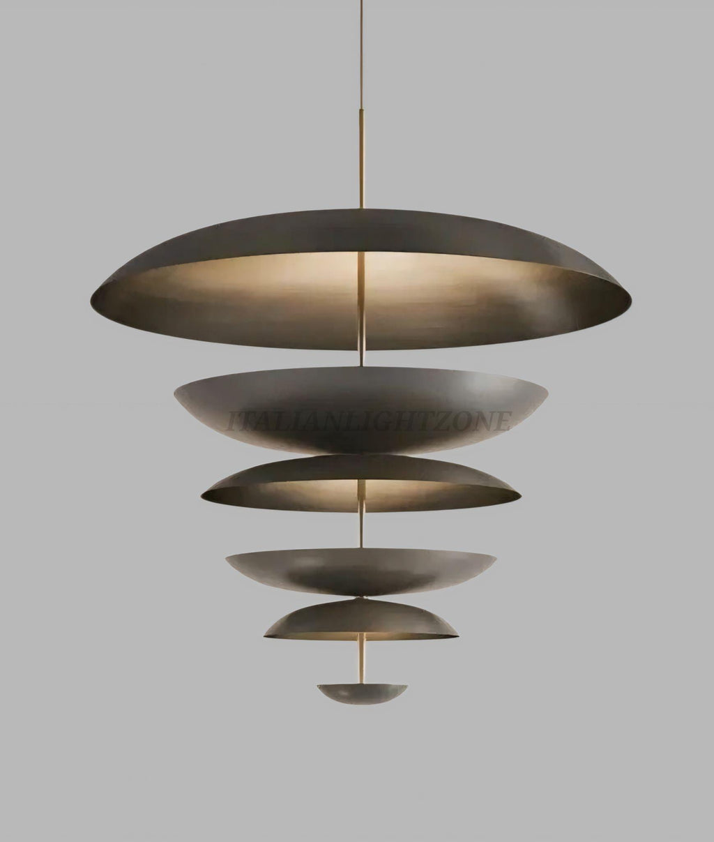 Mid Century Modern Brass Chandelier – 9 Light Flush Mount Sputnik Ceiling Fixture, 1950s Atomic Cosmic Pendant Light for Living room