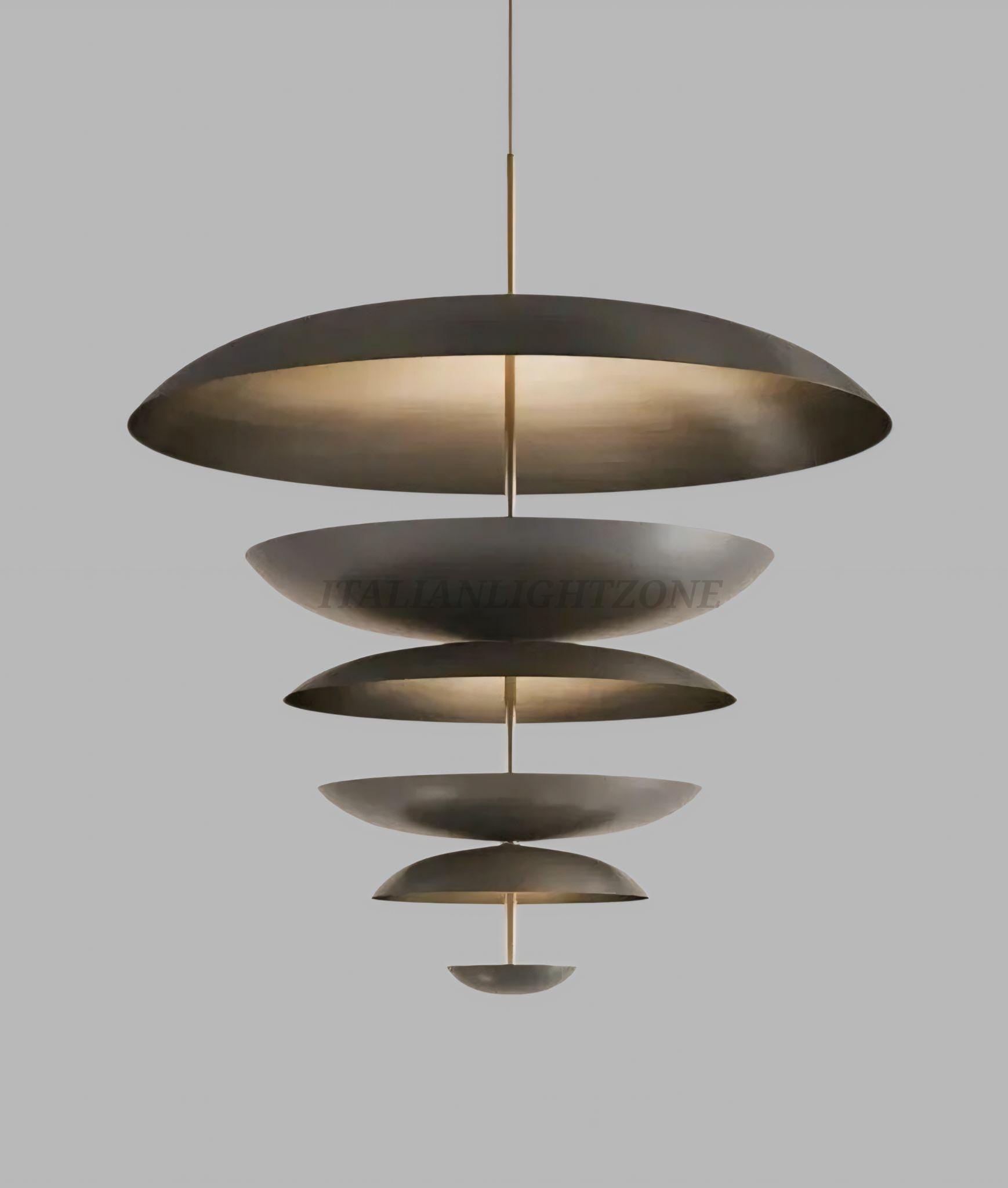 Mid Century Modern Brass Chandelier – 9 Light Flush Mount Sputnik Ceiling Fixture, 1950s Atomic Cosmic Pendant Light for Living room