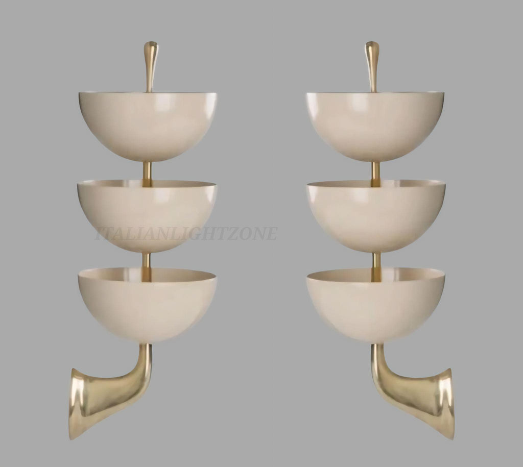 Pair Brass Wall Sconces – Mid Century Modern Stilnovo Style | Italian Vintage Wall Lamp Fixture for Living Room, Bedroom, or Hallway