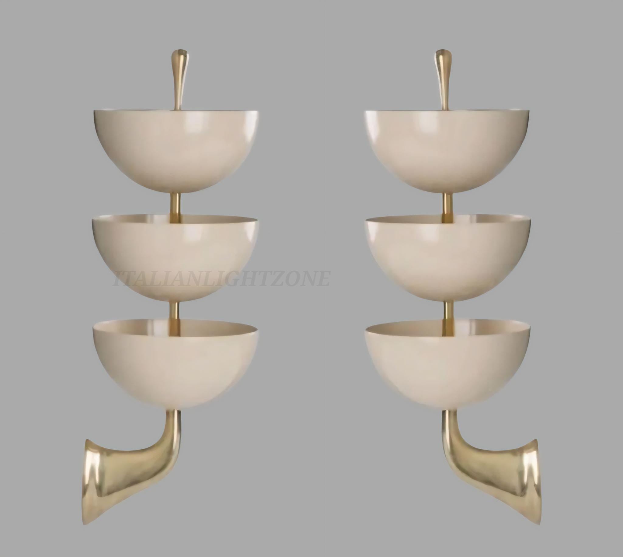 Pair Brass Wall Sconces – Mid Century Modern Stilnovo Style | Italian Vintage Wall Lamp Fixture for Living Room, Bedroom, or Hallway