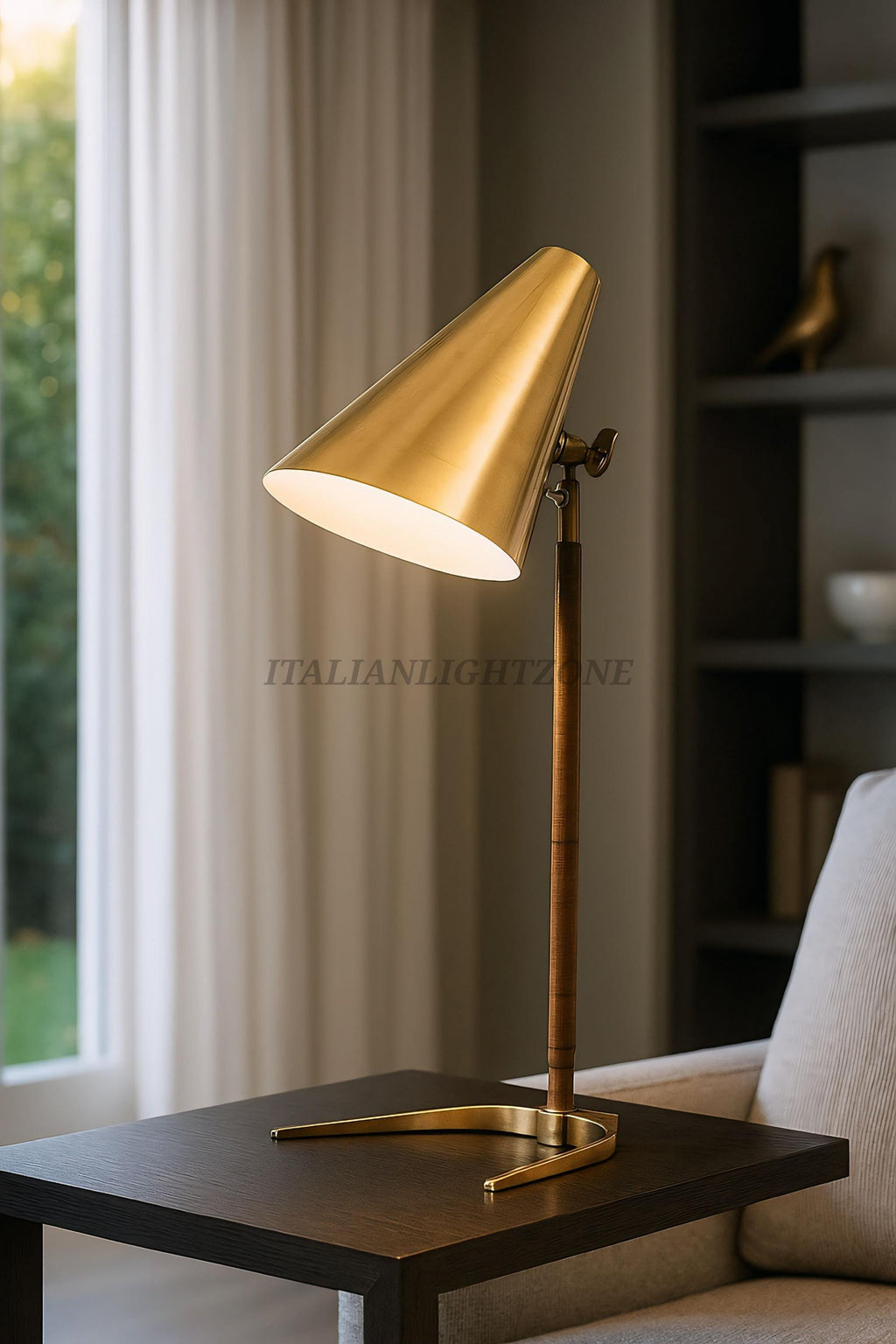 Handmade Mid Century Brass Table Lamp – Paavo Tynell Style 1950s Desk Light, Taito Oy Inspired Retro Modern Home Decoration