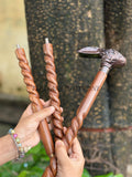 Handmade Wooden Walking Cane with Brass Rabbit Head Handle Spiral Carved Vintage Walking Stick Personalized  for Men & Women Unique Gift