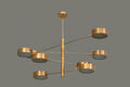 Mid Century Brass Chandelier – 8 Light Modern Gold Ceiling Fixture – Adjustable Sputnik Pendant for Dining or Living Room